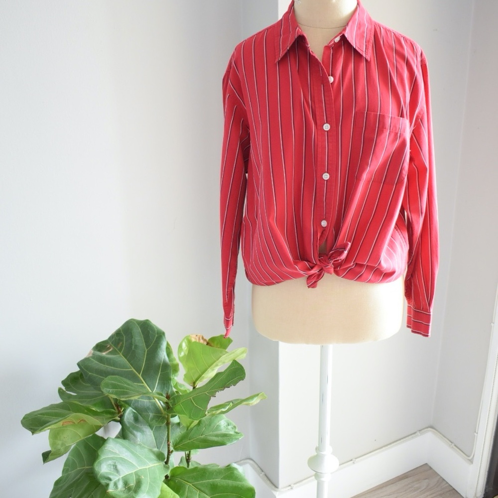 Red Striped Button Down - Picture 2 of 5